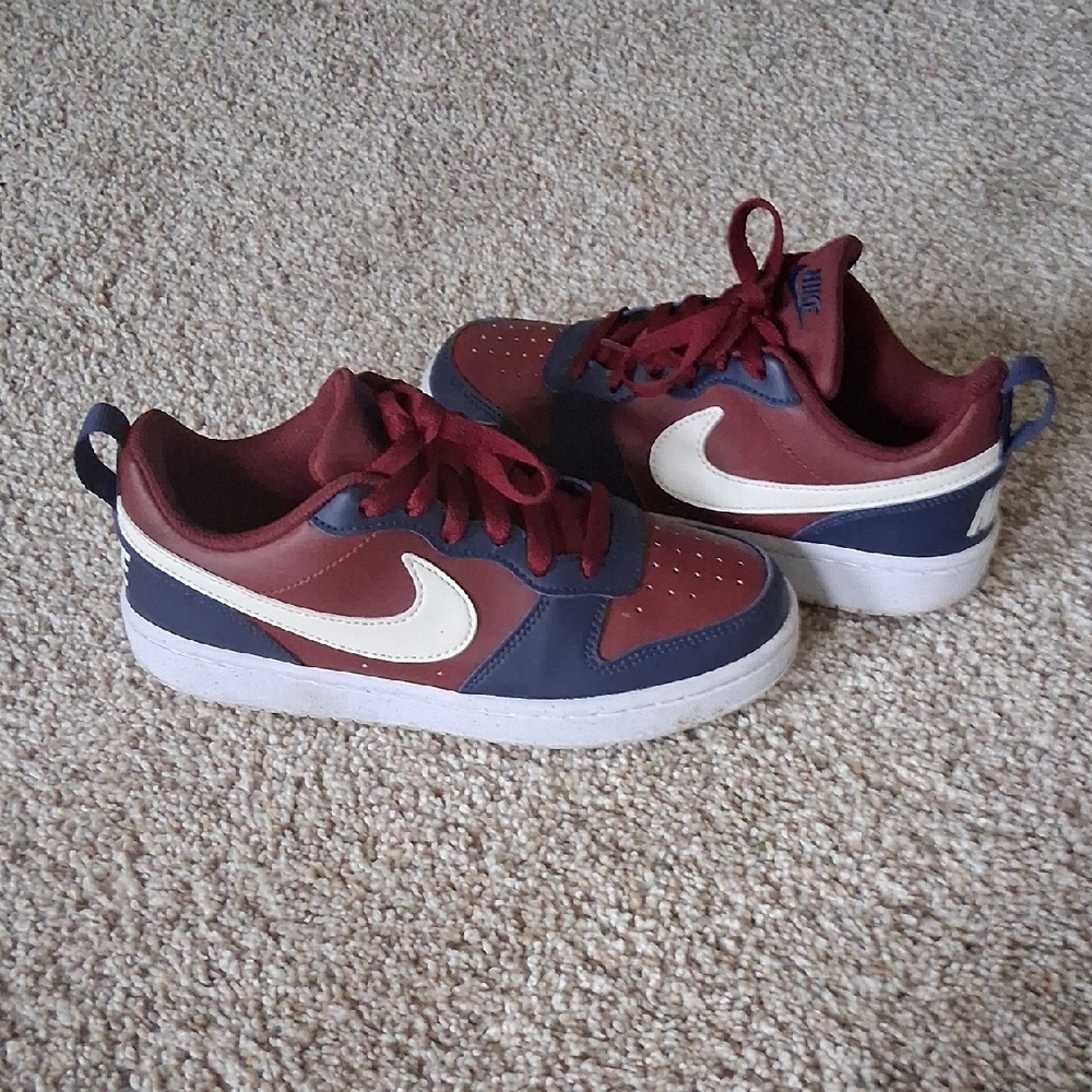 Nike Red and Blue Sneakers with White Swoosh
